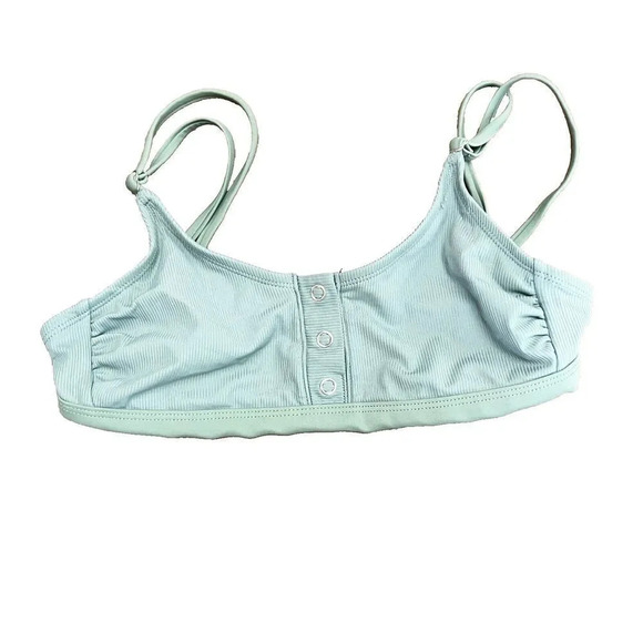 Xhilaration Womens Green Bikini Set Medium Two Piece Ribbed Snap Front Bralette - Picture 1 of 11